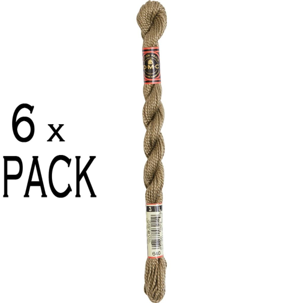 6x DMC Perlgarn Stärke 3, 15 m, 115A/3-640, VPE