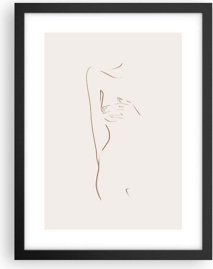 Gerahmtes Poster - Schwarzer Rahmen - Skizze Nacktheit Frau - 30x40 cm - Wand Bild - Wanddeko - Wandbilder - Kunstposter - Wandposter - Bilderrahme...