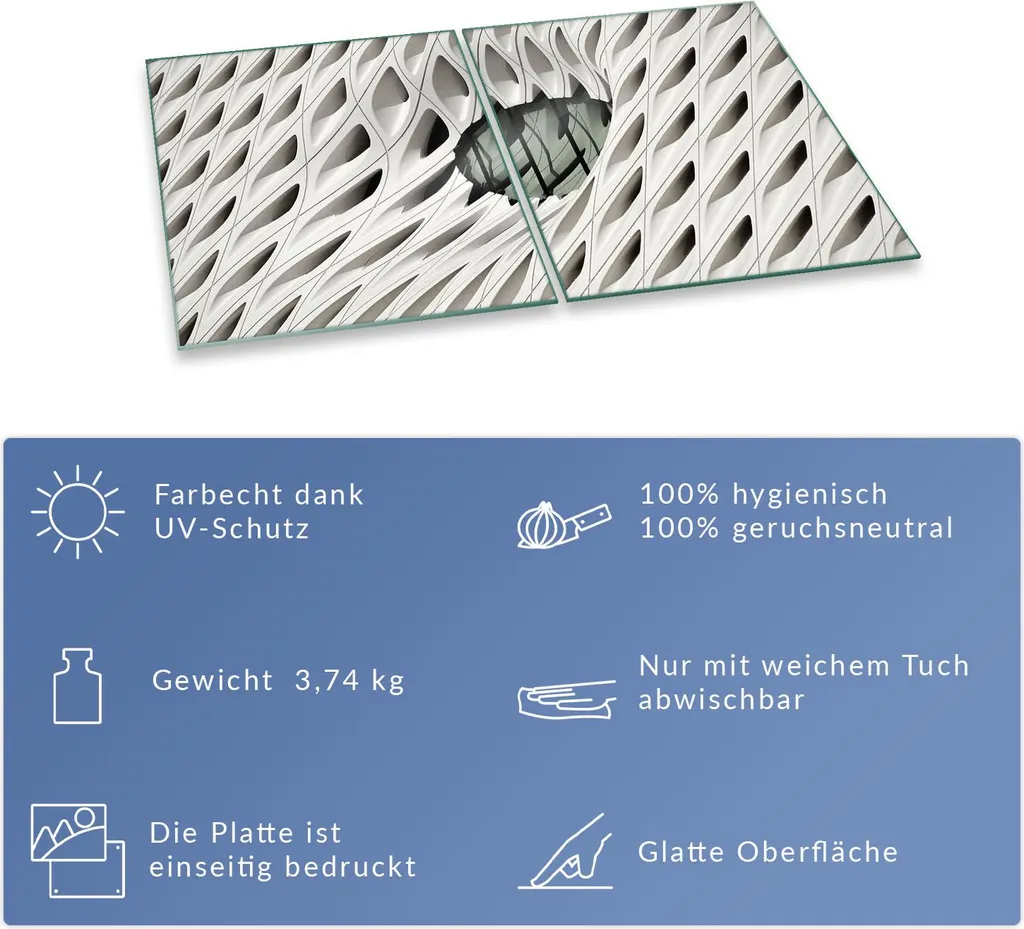 Piastra Copertura Fornelli 2x 40x52 Bianco Astratto | Protezione Top - 7