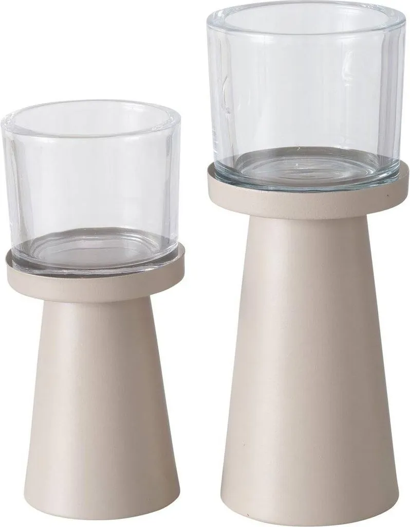 Bougeoirs modernes PIUS Lot de 2 pièces en métal noir pour bougie pilier