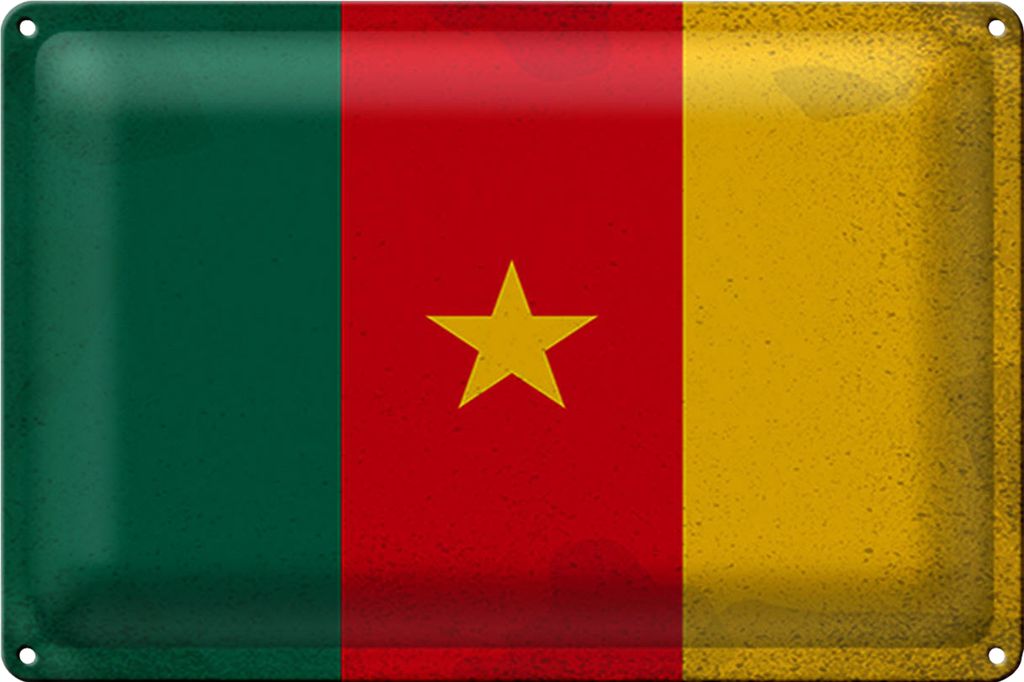 Blechschild Flagge Kamerun 40x30cm Flag of Cameroon Vintage