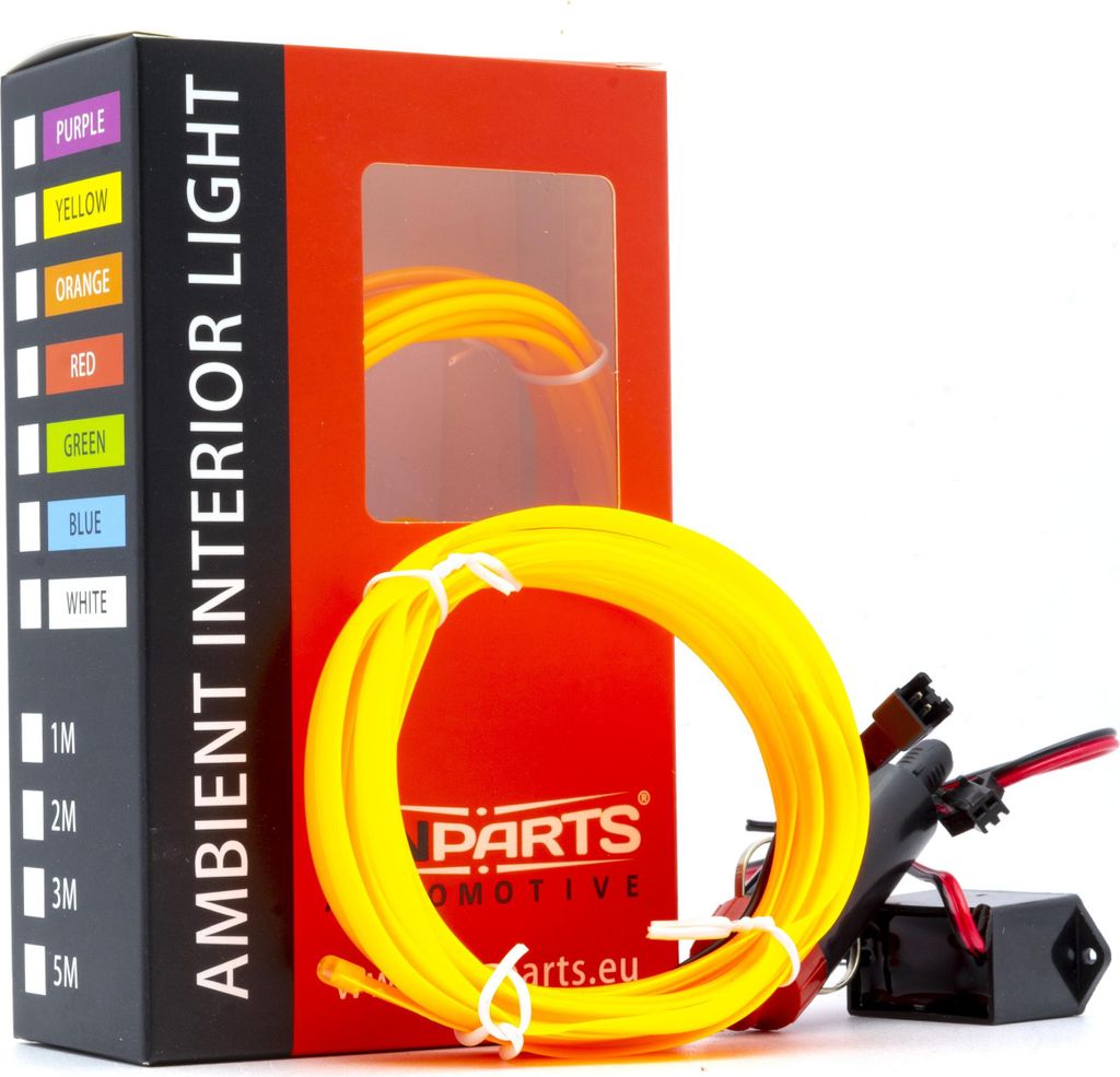 LED Auto Lichtleiter Umgebungslicht 12V Bernstein 2 Meter