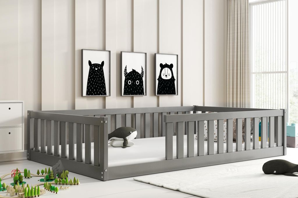 Interbeds Bodenbett Kinderbett 120x200cm Montessori Einzelbett Bett für Jungen und Mädchen mehrere Größe