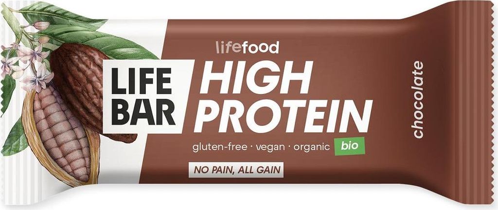 BATON PROTEINOWY Z CZEKOLADĄ RAW BEZ DODATKU CUKRÓW BEZGLUTENOWY BIO 40 g - LIFEFOOD