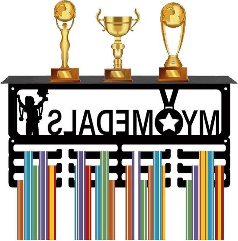 Medaille- und Trophäendisplay - Wandmontage mit 4 Reihen für mehr als 70 Medaillen - Ideal für Läufer, Radfahrer, Athleten - 40 x 20 x 10 cm