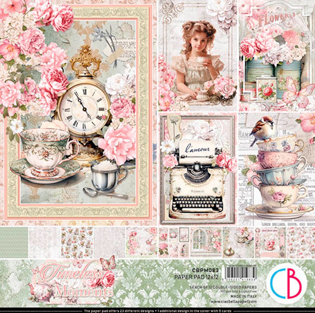 Ciao Bella Scrapbook Papier Timeless Moments 30x30cm Vintage Design Basteln