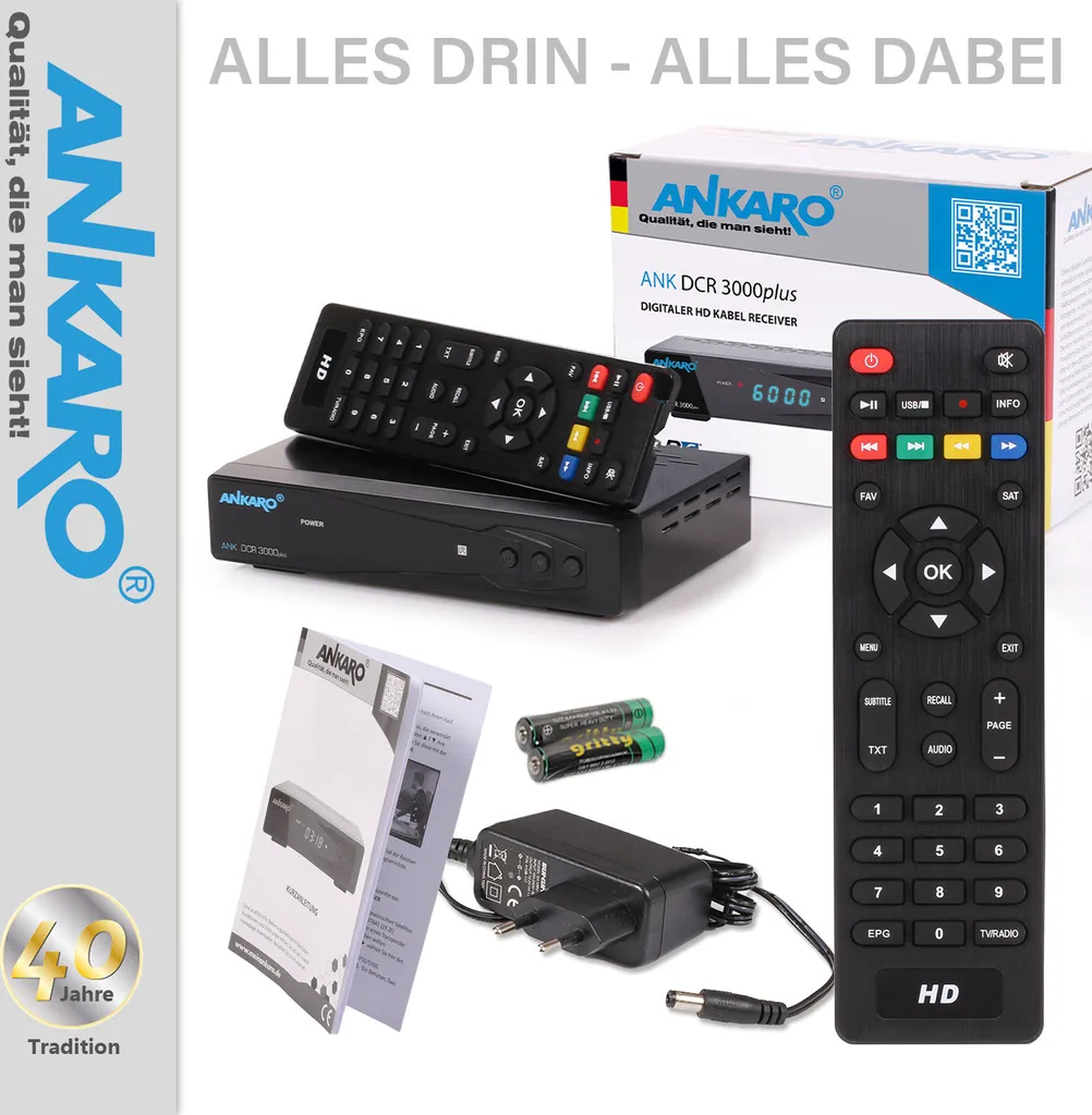 Décodeur TNT Câble Full HD Ankaro DCR 3000 Plus avec Port USB Noir - 3