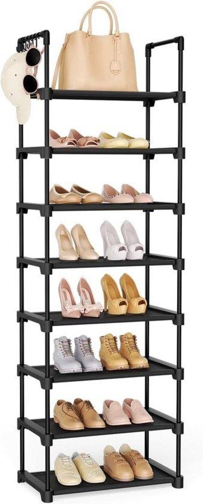 8-niveaus open schoenentracker - Ruimtebesparend, smal, geschikt voor entree, slaapkamer en garderobe - voor 16 pairs