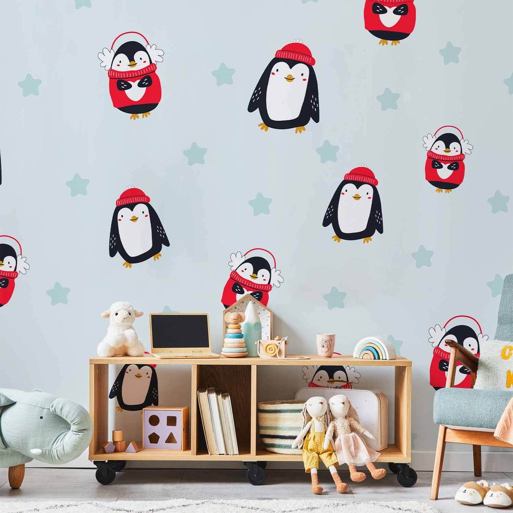 Vlies Fototapete - Brawling Penguins 450x315 cm Für Kinder g-A-0272-a-a
