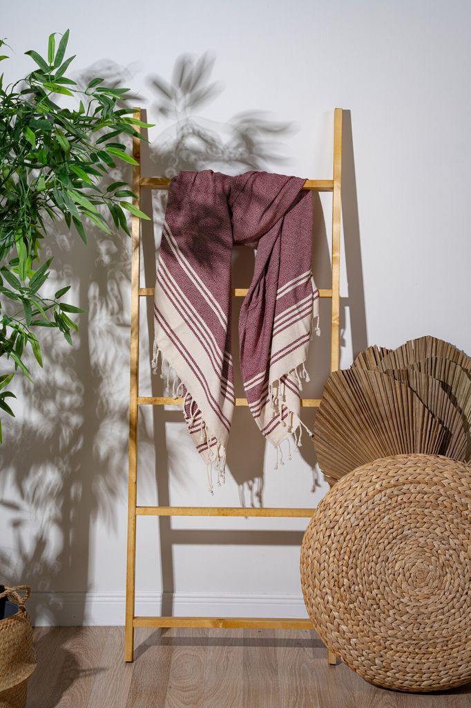 Mijolnir, New Diamond - Claret Red, Weinrot, Fouta (Strandtuch), 60 % BAUMWOLLE, 40 % POLYESTER, 90 x 170 cm