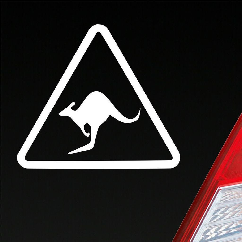 Auto Aufkleber Kängaru Kangaroo Roo Achtung Australien 10x9 cm Weiss Matt Sticker Heckscheibenaufkleber