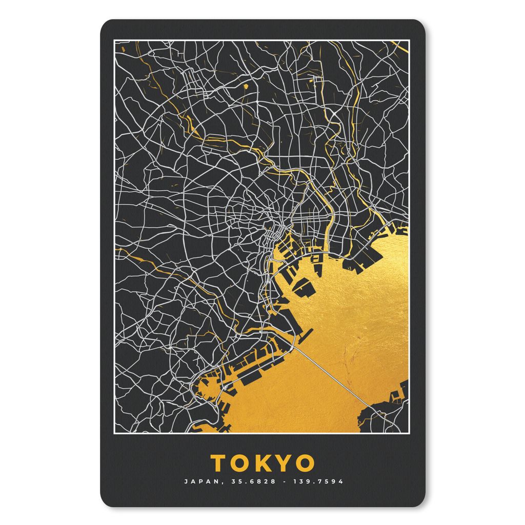 MuchoWow Mauspad Mousepad Tokio - Stadtplan - Gold - Karte 40x60 cm - Mousepads - Maus Mat - Pad - Mausunterlage - Schreibtisch Accesoire