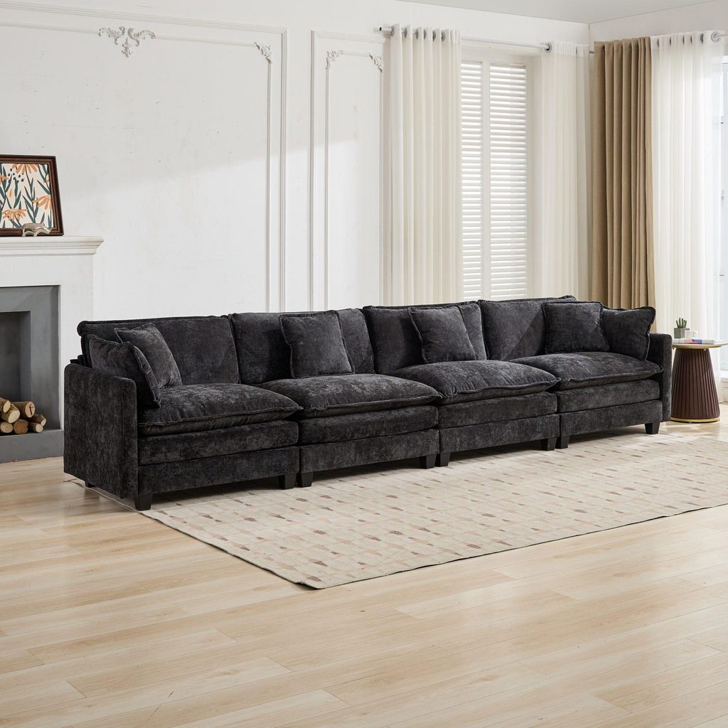 Cloud-Sofa 4 Sitzplätze (ohne Stuhlschläger), moderne Kombinationssofa für Wohnzimmer, Schlafzimmer und Wohnung, bequeme Doppel-Kissenkissen, 80...