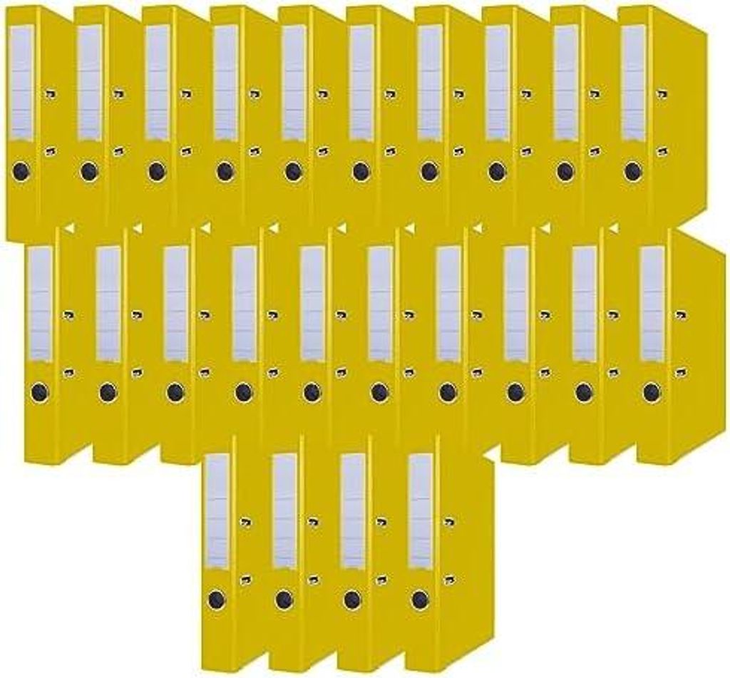 24er Pack Ordner Gelb DIN A4/50 mm/Papier Pappe/Kunststoffbezug PP Schlitzordner Büroordner Pappordner Aktenordner Metall Kantenschutz