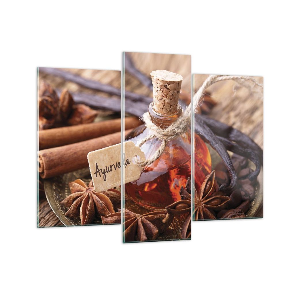 Bilder auf glas - 3 Teile - Ayurwenda Anis Vanille - 130x100cm - Glasbilder - Wandbilder - Bilder - zum Aufhängen bereit - Wanddekoration aus Glas...