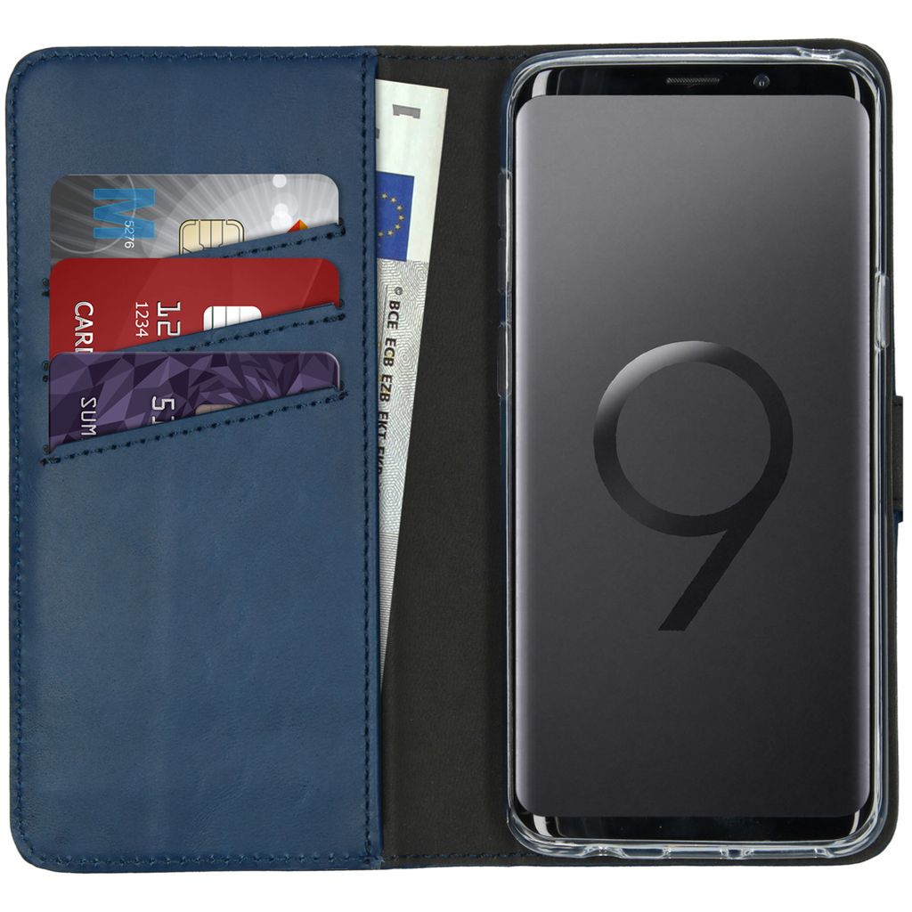 Selencia Echtleder Klapphülle Samsung Galaxy S9 - Blau Produktbild 