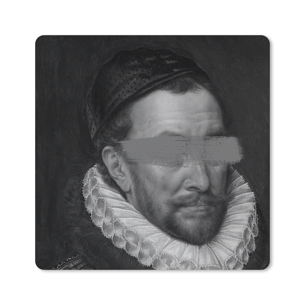 MuchoWow Mauspad Mousepad Porträt von Wilhelm I. - Adriaen Thomasz - Schwarz und Weiß 20x20 cm - Mousepads - Maus Mat - Pad - Mausunterlage - D...