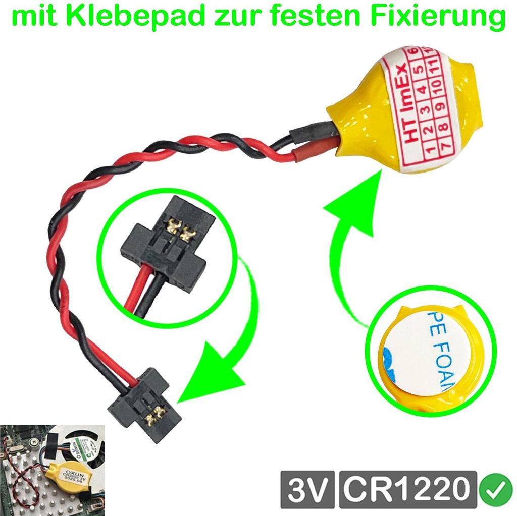 CR1220 RTC BIOS CMOS Batterie 2 Polig kompatibel für Lenovo ThinkBook 14-IML