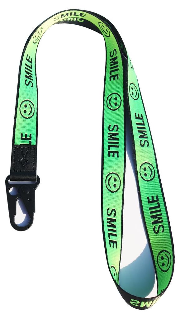 Schlüsselband mit Nackenriemen für Damen und Herren, Schlüsselband, Ausweishalter, Geldbörsen- und Namensschildhalter (grünes Lächeln)