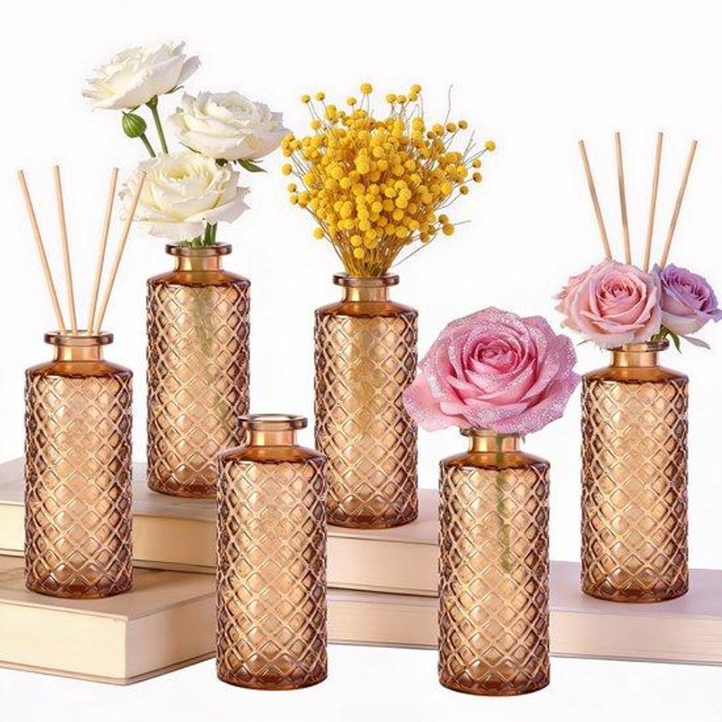 Vase-Set aus Glas - Vintage-Amber - 13 x 5 x 5 cm