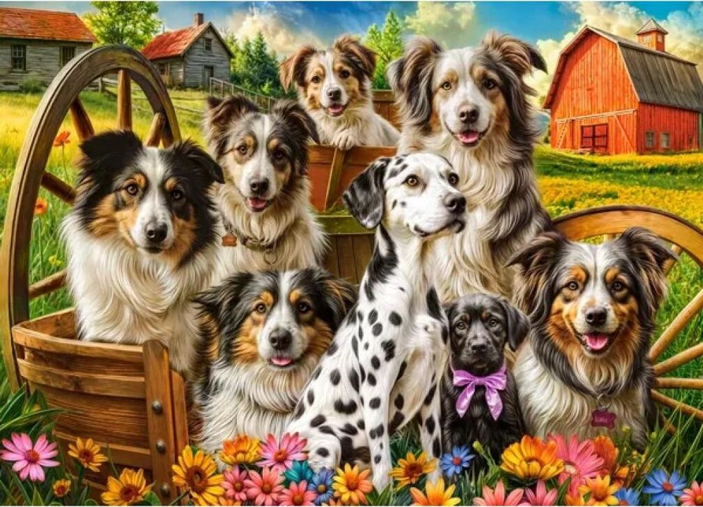 CASTORLAND Puzzle Glü ckliche Hunde auf dem Land 260 dlks