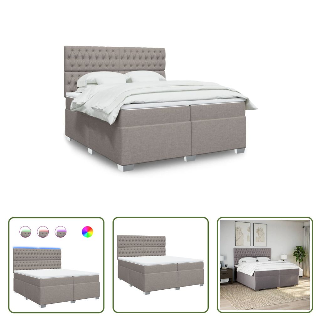 The Living Store Boxspringbett mit Matratze Taupe 200x200 cm Stoff