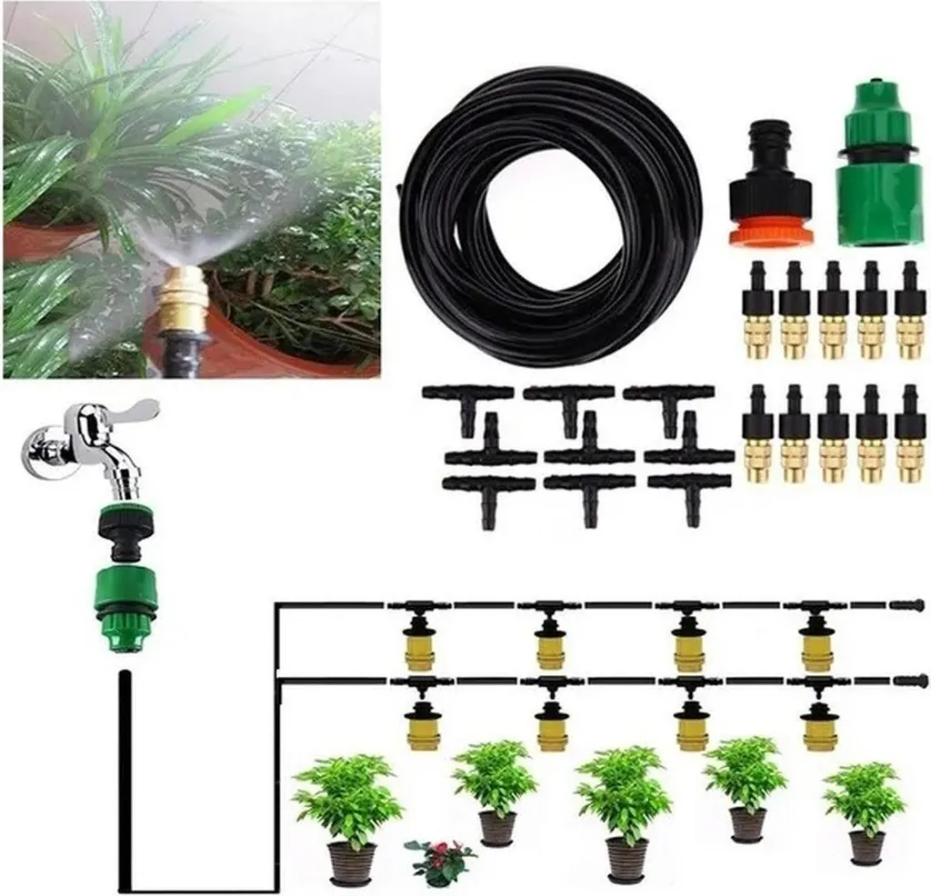 Kit brumisateur de jardin 10 mètres et buses de diffusion en cuivre