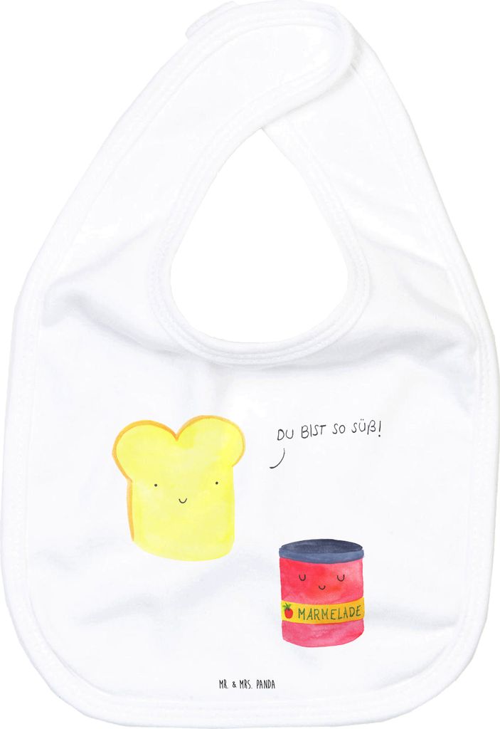 Mr. & Mrs. Panda Lätzchen Toast Marmelade - Weiß - Geschenk, Sabberlätzchen, Für Babys, Lustige Sprüche, Toastbrot, Schlabberlatz, Kinderlätz...
