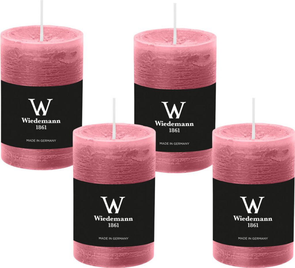 4er Set Adventskranzkerzen Rustik Marble Kerzen durchgefärbt mit Abbrandschutz Altrosa 100 x 68 mm