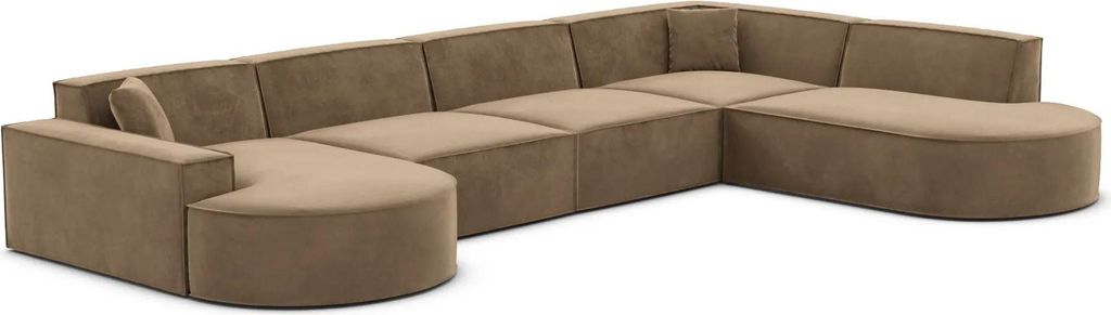 Samtstoff U-Form XL Lounge Wohnlandschaft Brevia Braun Links