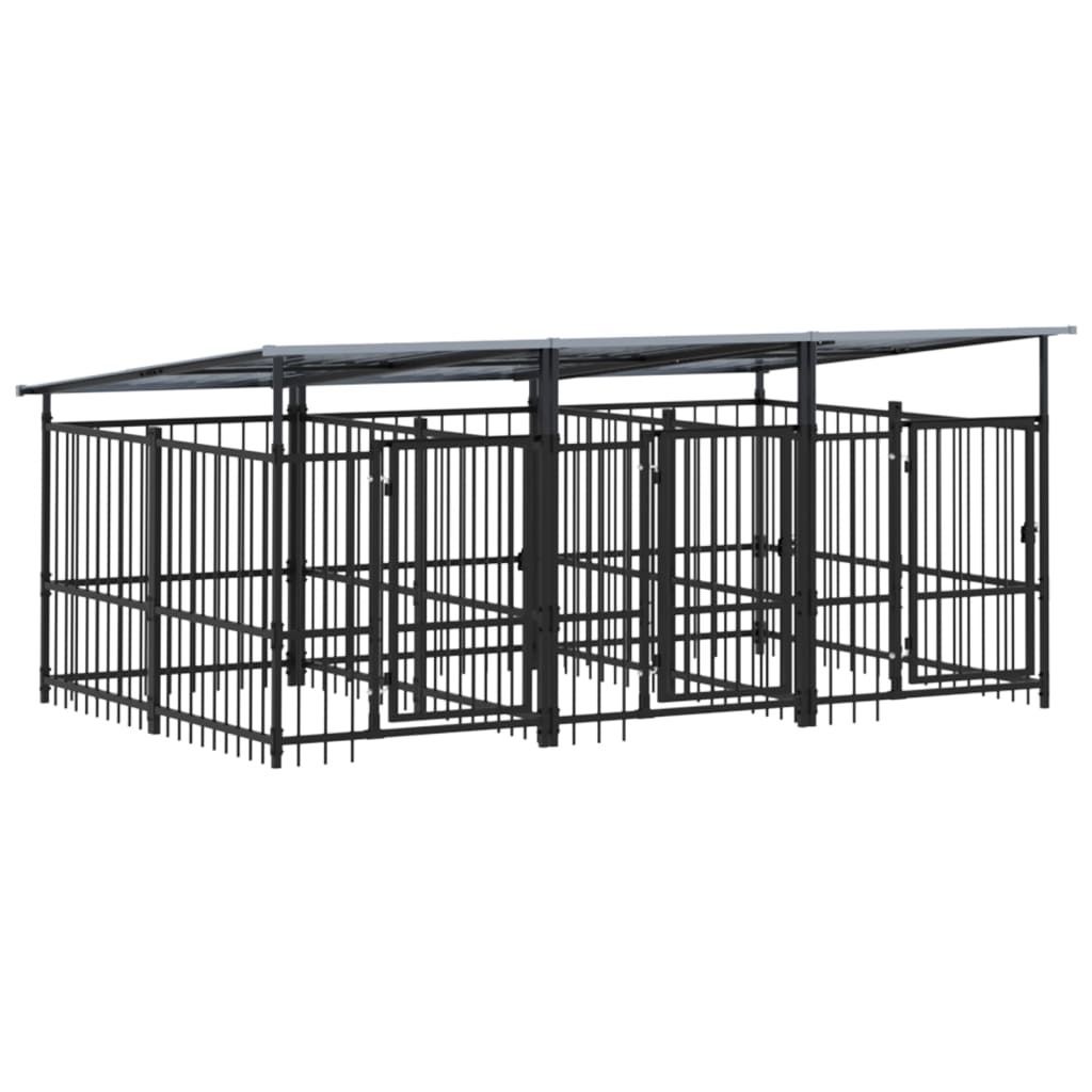 vidaXL Outdoor-Hundezwinger mit Dach Stahl 5,63 m²