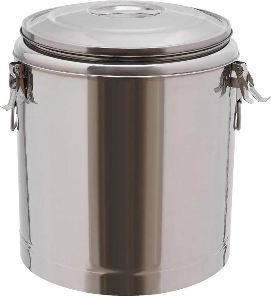 Isolierbehälter für Lebensmittel - Isolierter Eimer mit Deckel - 40 l - Edelstahl - Hält 12 h warm - Weiß