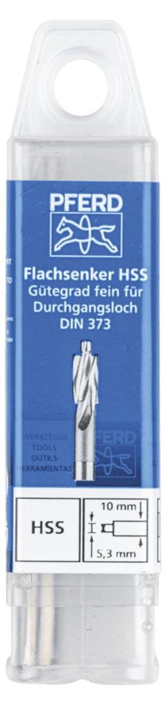 PFERD TOOLS HSS Flachsenker mit Führungszapfen DIN 373 Ø 10,0mm Schaft-Ø 8 mm fein für Durchgangsloch