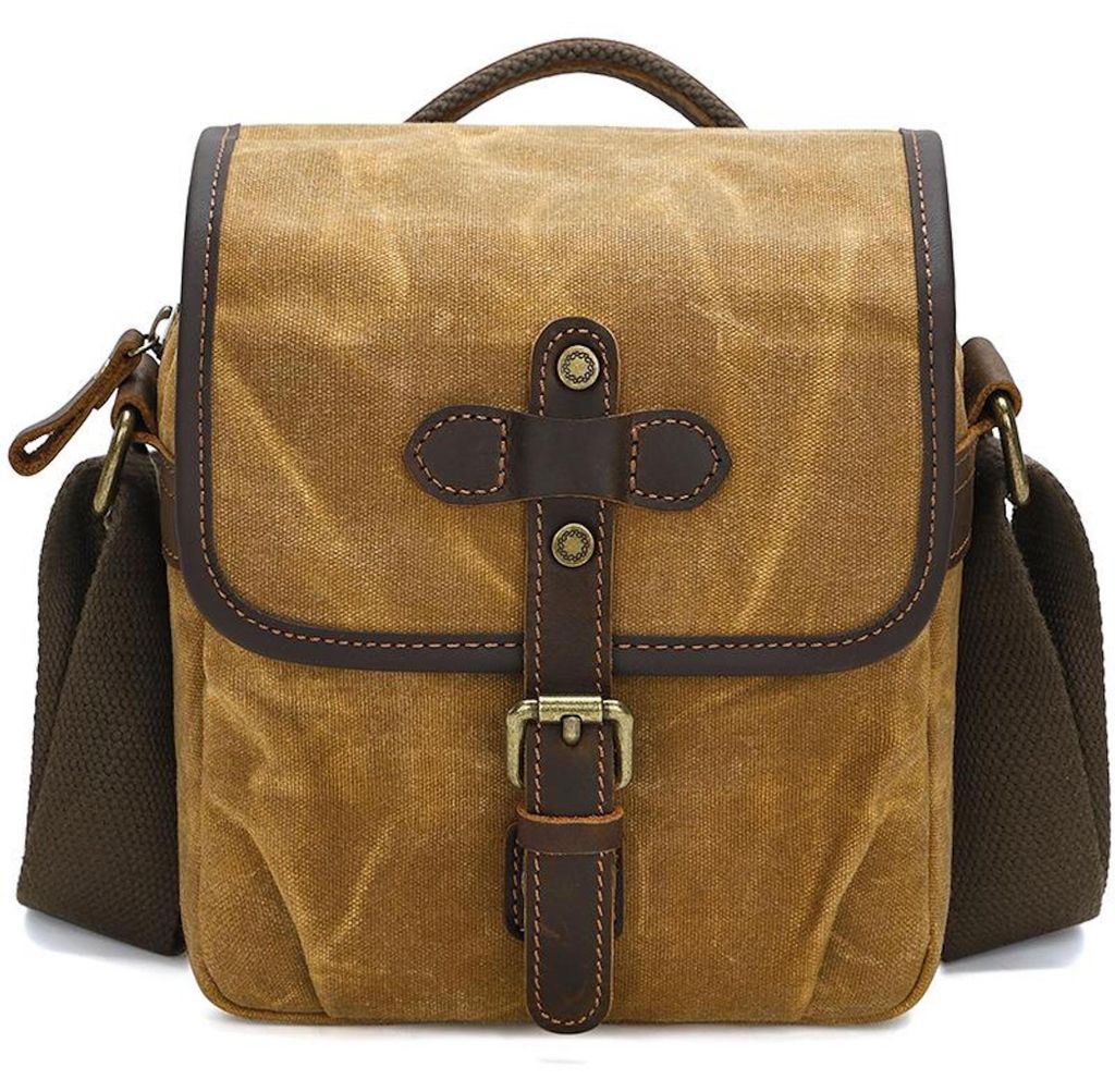Canvas Kamera Tasche Messenger mit Trennfächern Größe S Gelb