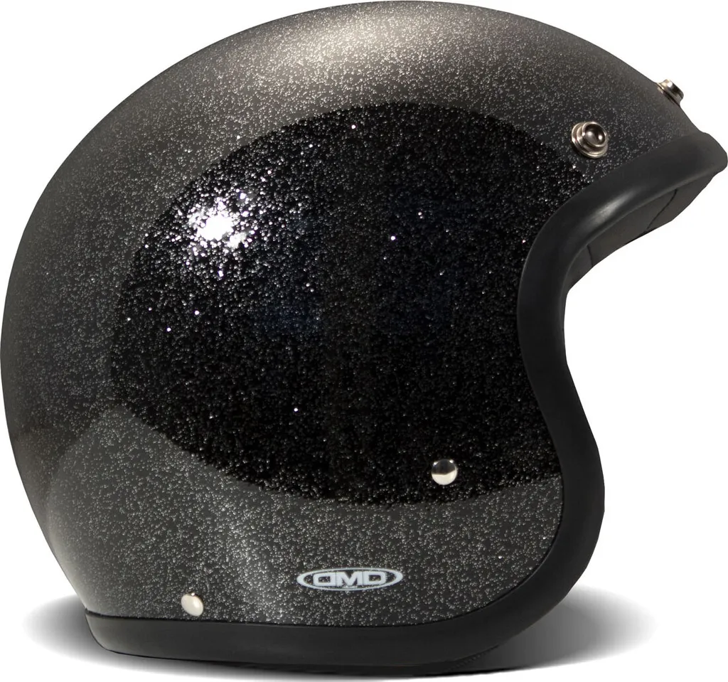 Casque Jet DMD Vintage Glitter Noir taille L : style rétro homologué ECE