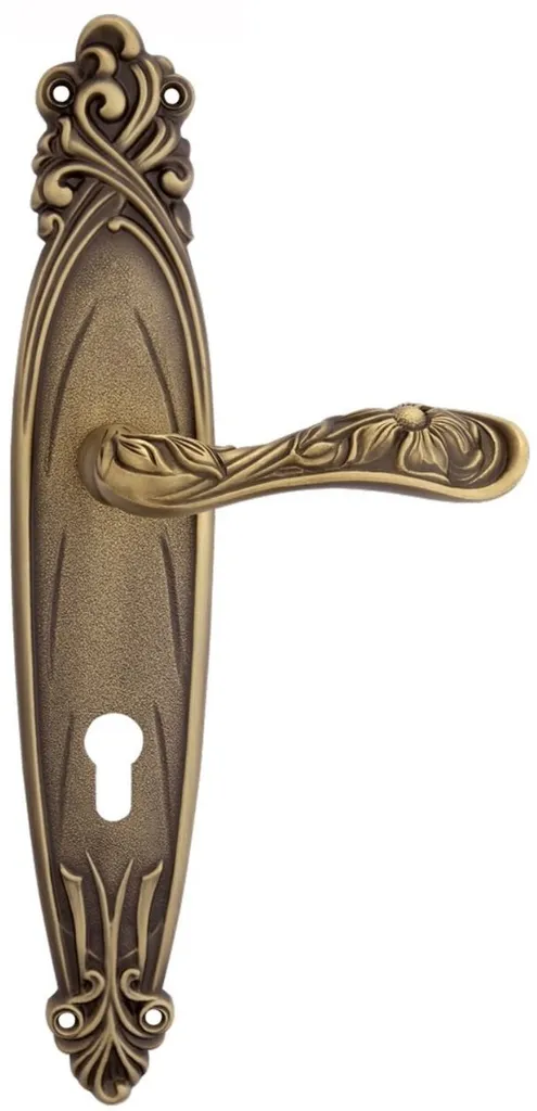 Poignées de porte en laiton massif patiné style baroque 14x33,5 cm