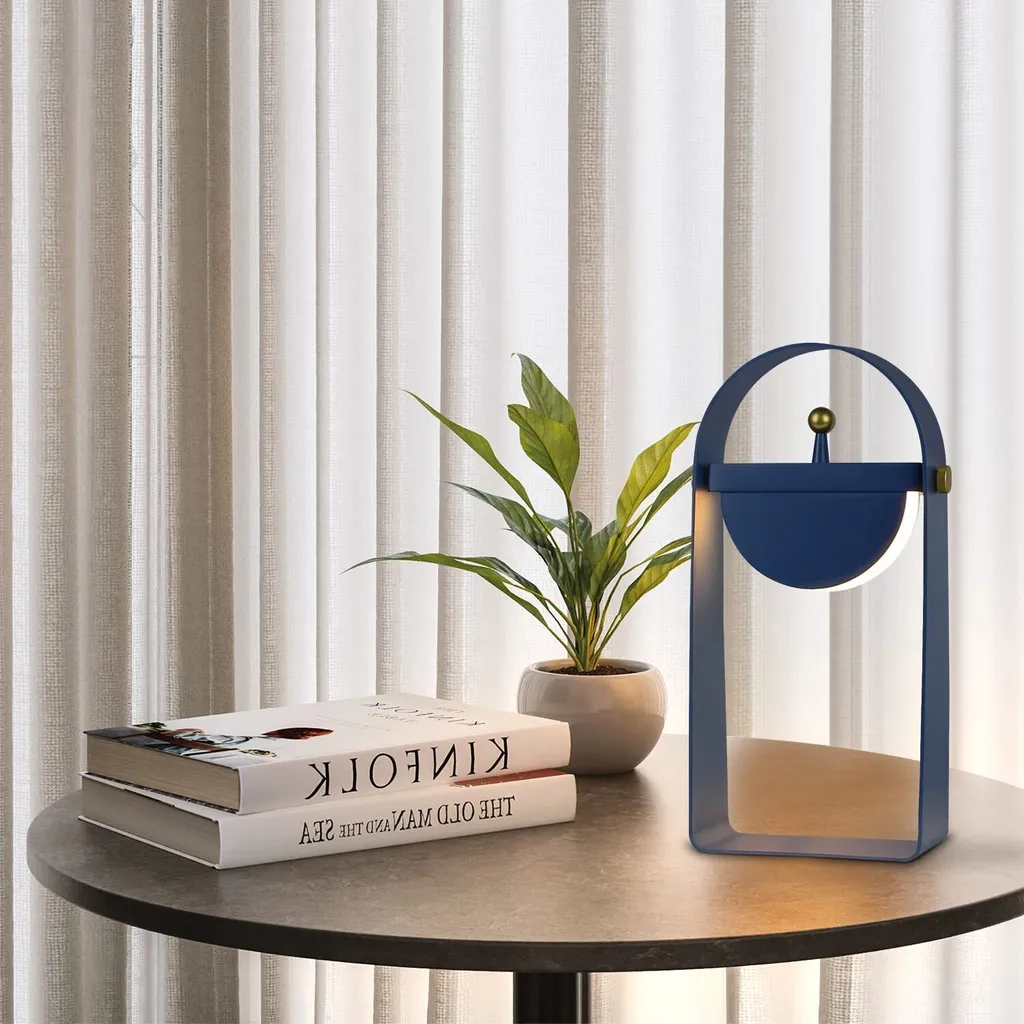 ZMH LED Lampe de table Bleue Portable Pivotante 360° sans Fil Dimmable - 5