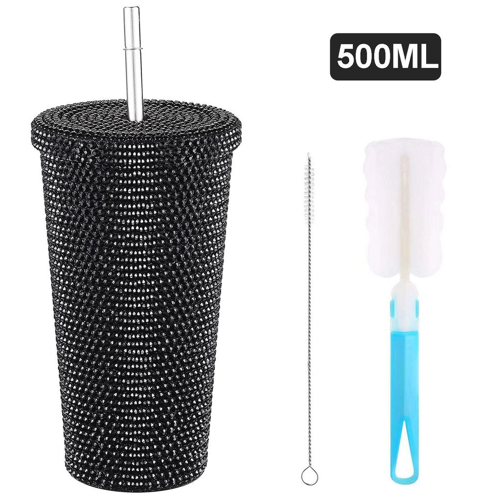 500 ml láhev na vodu z nerezové oceli s ozdobou z kamínků, Obrázek produktu 