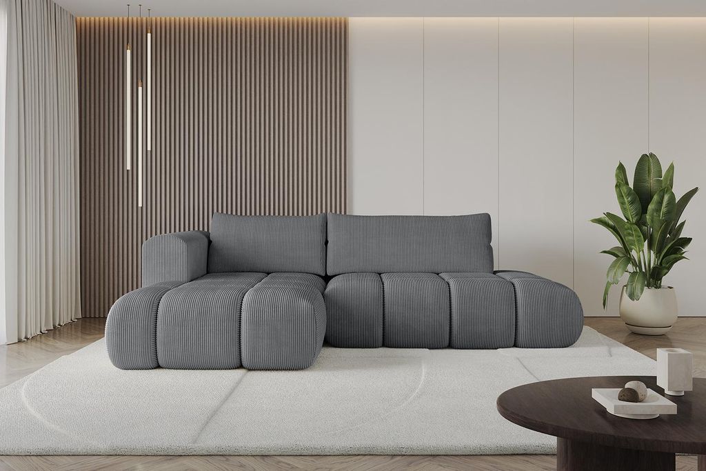 ALTDECOR Ecksofa mit Schlaffunktion und Bettkasten CLOUD-L 280x185x90 Dunkelgrau - Corner Sofa Bett Eckcouch Couch L-Form Schlafcouch Ausziehbar Wo...