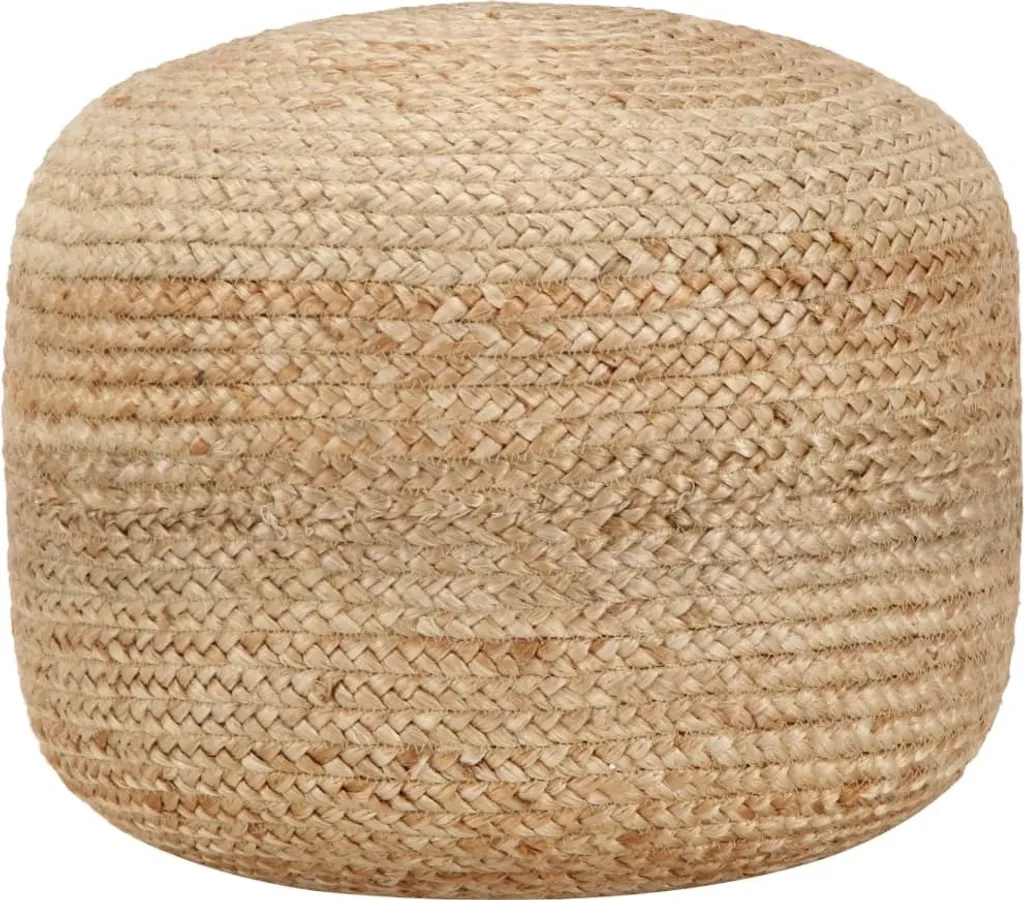 Repose-pieds en Jute et Pouf d'appoint artisanal rond 45x30 cm pour Salon