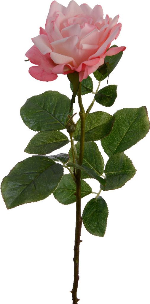 Kunstblumen Rose mit Stiel 68cm Real Touch rosa