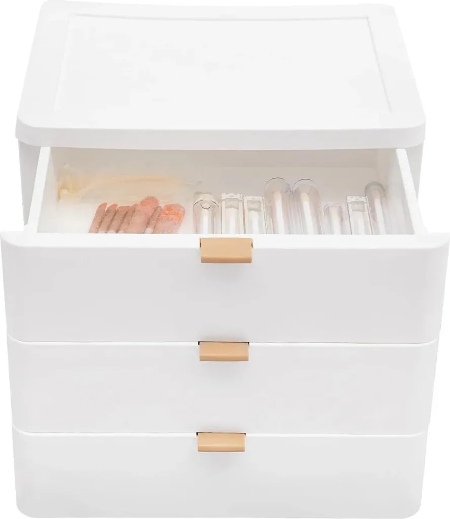 Rangement de bureau blanc pour documents et accessoires - 3 tiroirs