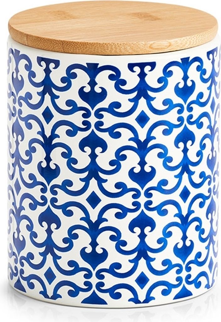 ZELLER Keramiktopf Marokko 600ml, blau und weiß 9,5x12,2cm Produktbild 