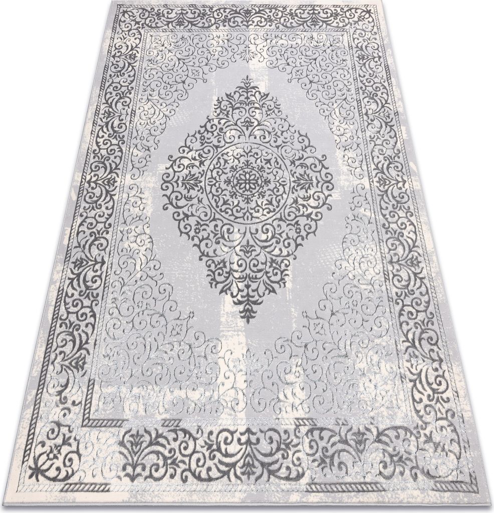 Teppich CORE W7161 Vintage Rosette - Strukturell, zwei Ebenen aus Vlies, grau Grau 80x150 cm