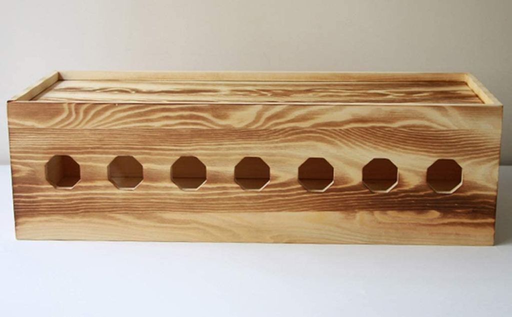 Handgemacht Kabelbox aus Massivholz Schreibtisch Produktbild 