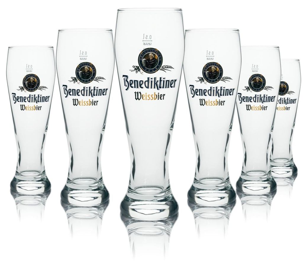6x Benediktiner Bier Glas Weizen 0,5l Rastal Produktbild 