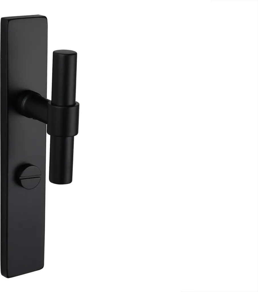 Poignée de porte Lavuzo Pesaro Noir Plaque WC63/8 Set Complet Salle de Bain