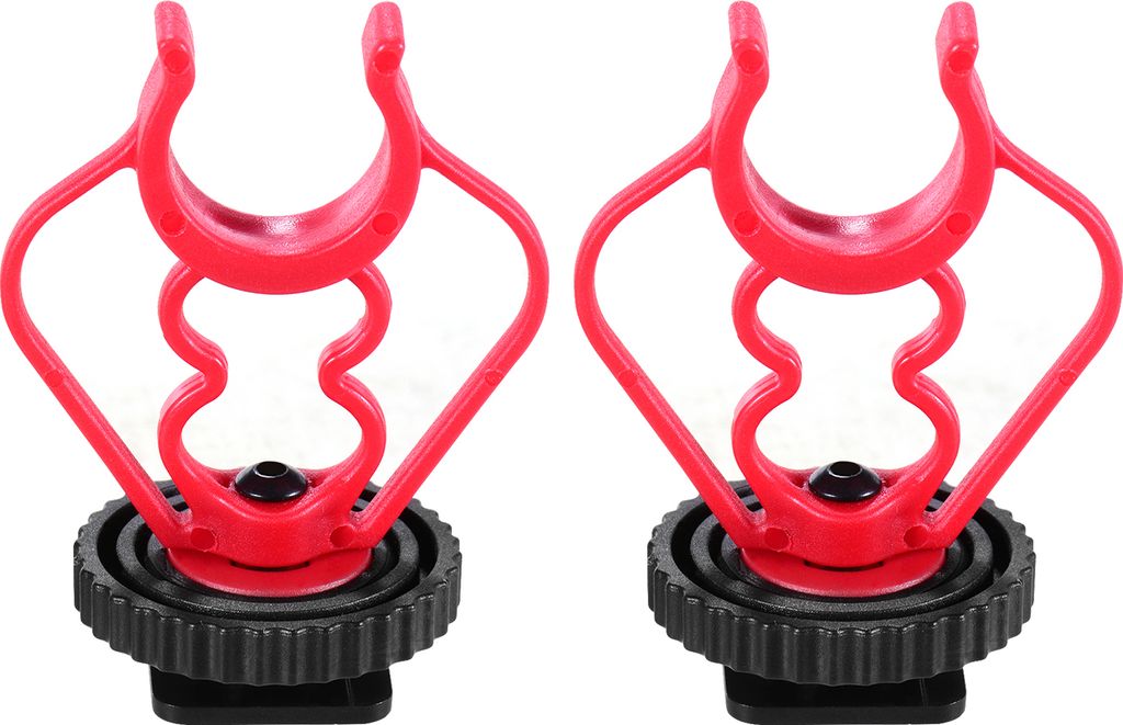 Universal MicShock Mount Adapter fuer Kaltschuhhalterung ABS Kunststoff-Mikrofonhalterung Ersatz fuer Schrotflintenmikrofone Schwarz und Rot 2er-Pack