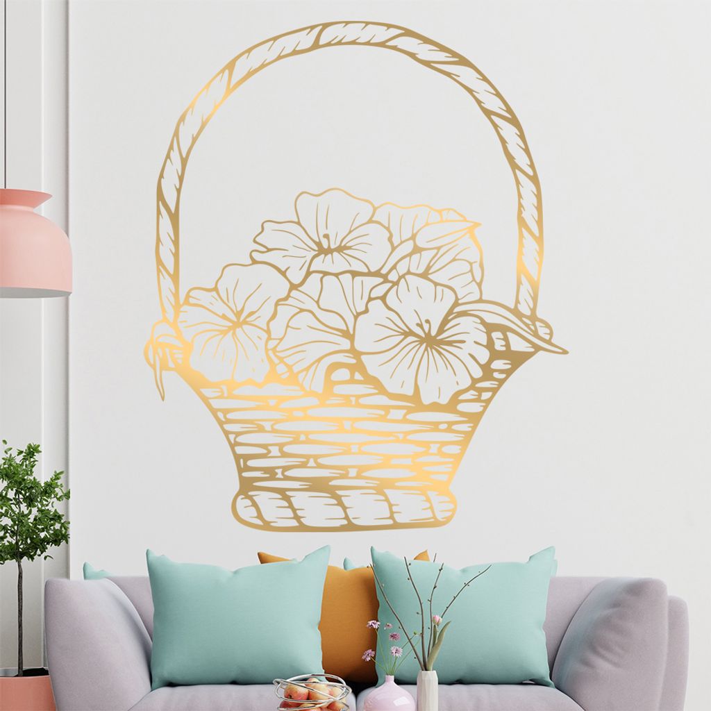 Blumen - Blüten - Korb Wandtattoo in 6 Größen - Wandaufkleber Wall Sticker - Dekoration, Küche, Wohnzimmer, Schlafzimmer, Badezimmer