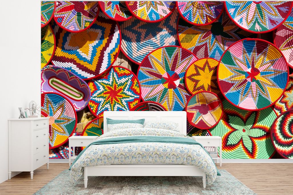 MuchoWow Fototapete für Wohnzimmer oder Schlafzimmer Wandtapete Vinyl Motivtapete Kreis - Muster - Farben - 320x240 cm - Tapeten